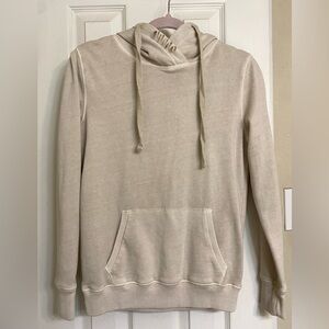 Aeropostale Cream Distressed Pullover Hoodie Size Small